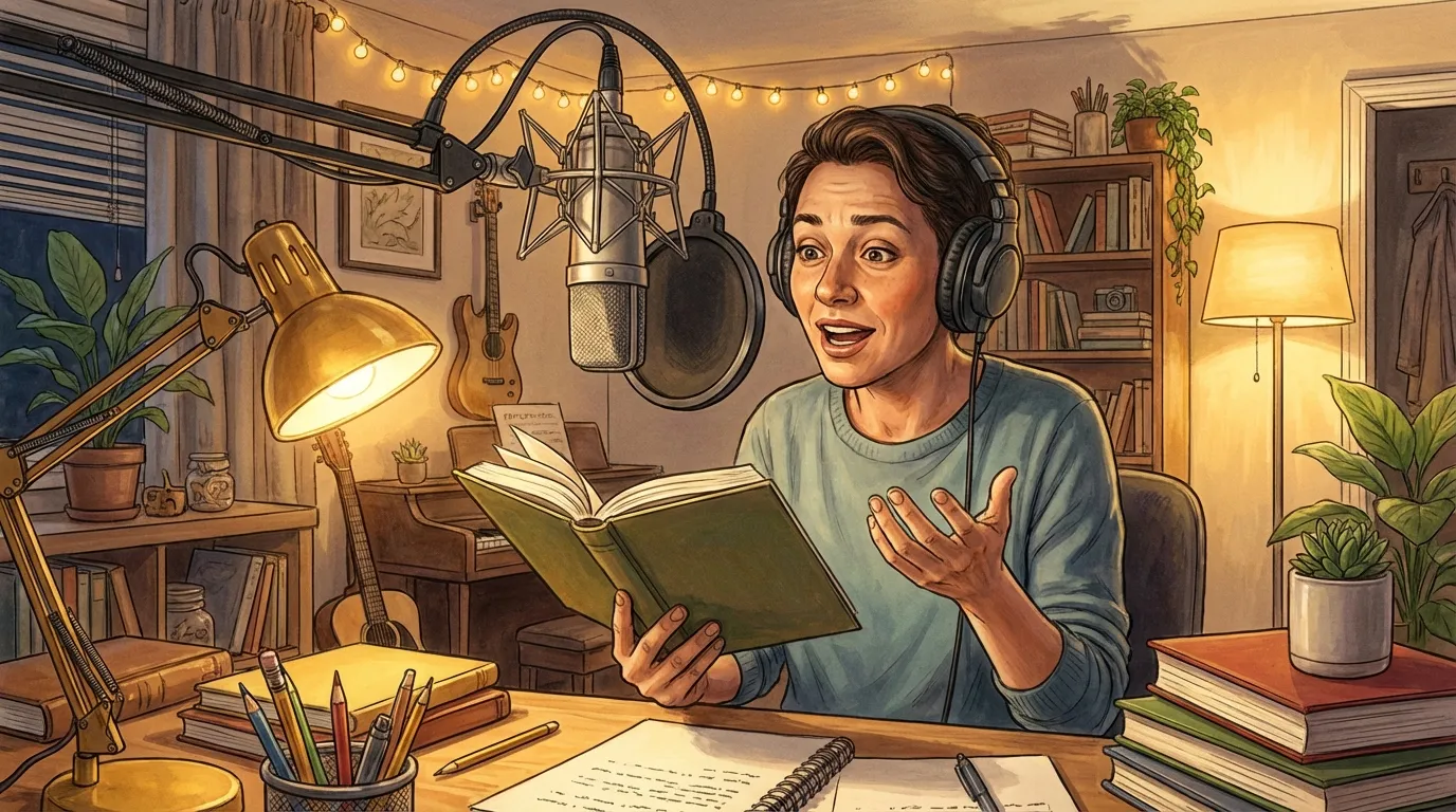 Entdecke den Job Bücher Lesen als Hörbuchsprecher: Einstieg, Nebenjob, Quereinstieg, Onlinekurs, Einkommen, Technik, Praxis und Tipps.