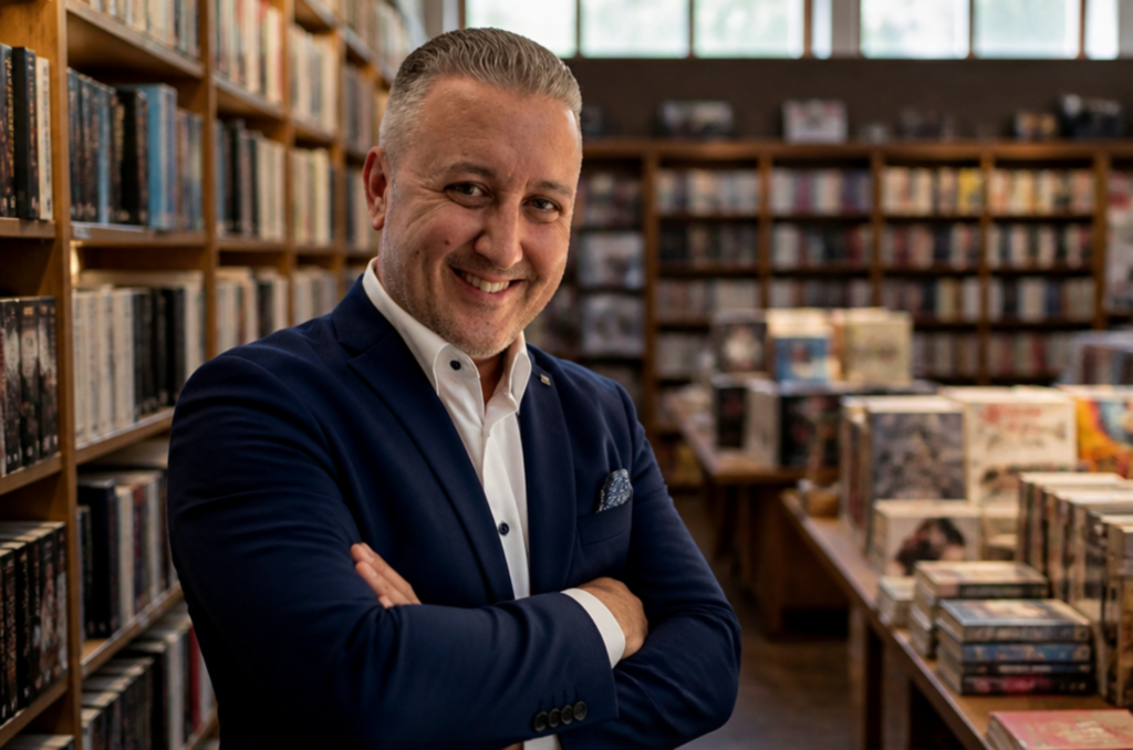 Christian Gera Hörbuchsprecher Titan in der Buchhandlung Pressefoto
